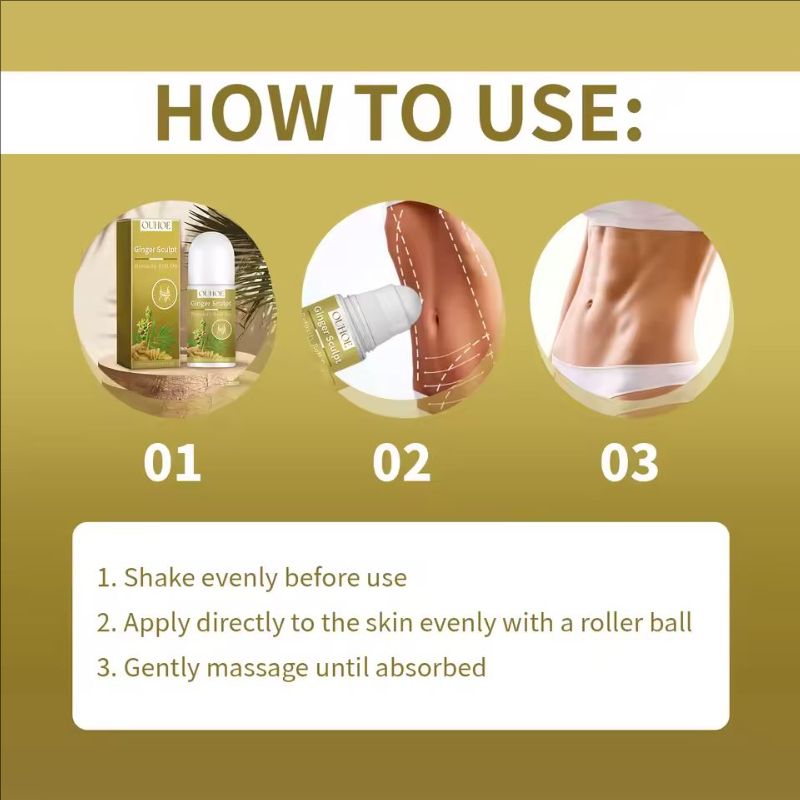 Ginger Sculpt Detoxify Roll-on Ginger Extract Increase Metabolism Promote Fat Burning Moisturizing Skin Care Body Ball Massage