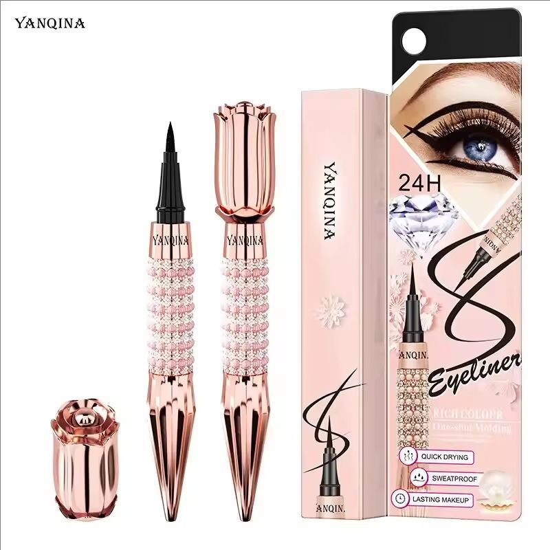 Precision Liquid Eyeliner Pen - Long-lasting, Waterproof, Transfer-proof, Quick-Dry Black Eyeliner with Sparkling Design