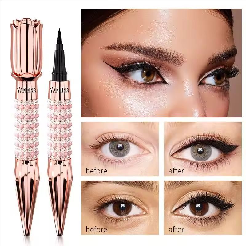 Precision Liquid Eyeliner Pen - Long-lasting, Waterproof, Transfer-proof, Quick-Dry Black Eyeliner with Sparkling Design