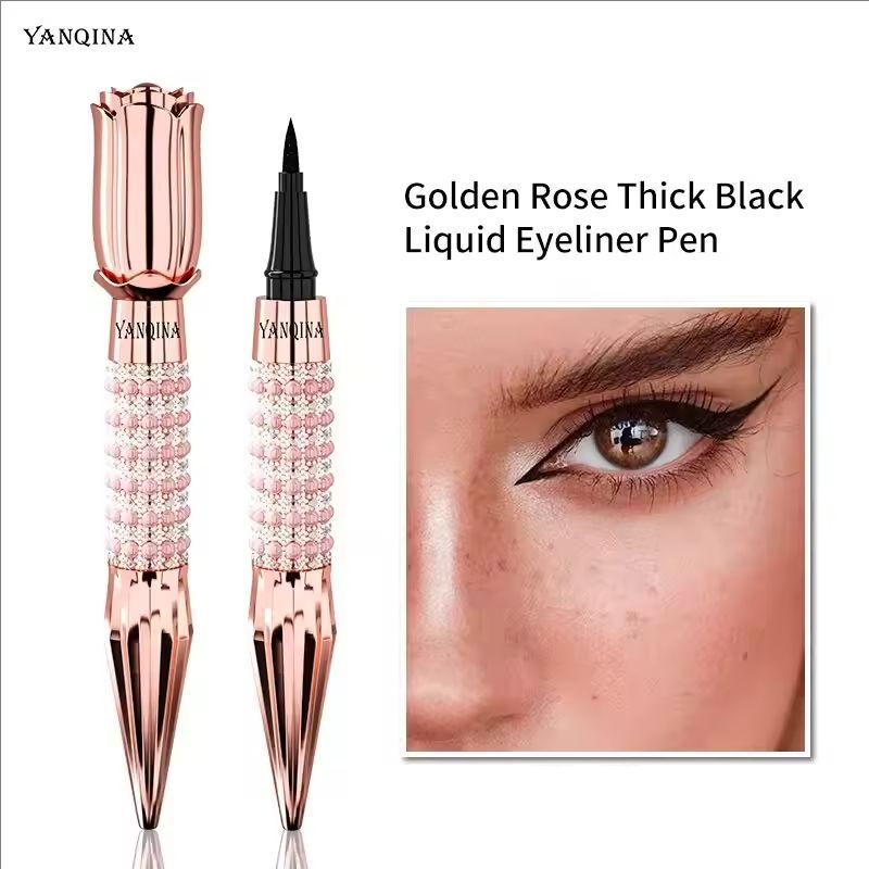 Precision Liquid Eyeliner Pen - Long-lasting, Waterproof, Transfer-proof, Quick-Dry Black Eyeliner with Sparkling Design