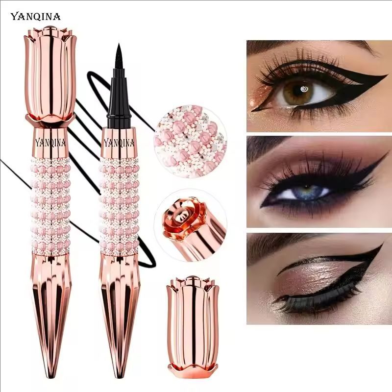Precision Liquid Eyeliner Pen - Long-lasting, Waterproof, Transfer-proof, Quick-Dry Black Eyeliner with Sparkling Design