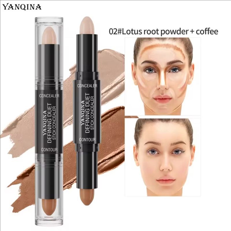 Contour Stick Duo, Double-Ended Highlight and Shadow Cream, Waterproof Full Coverage Concealer, Natural Finish Makeup for All Sk