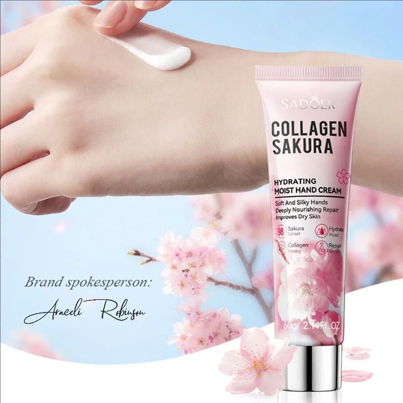 Sakura Collagen Hand Cream Hands Moisturizing Nourishing Brightening Hydrating Hands Creams Hand Skin Care Products