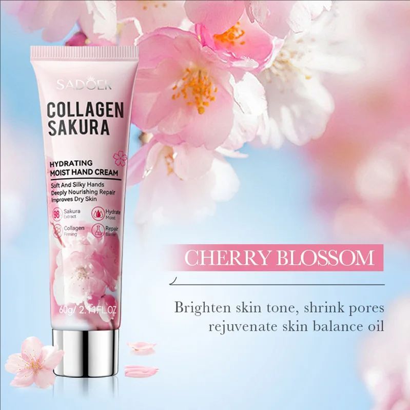 Sakura Collagen Hand Cream Hands Moisturizing Nourishing Brightening Hydrating Hands Creams Hand Skin Care Products