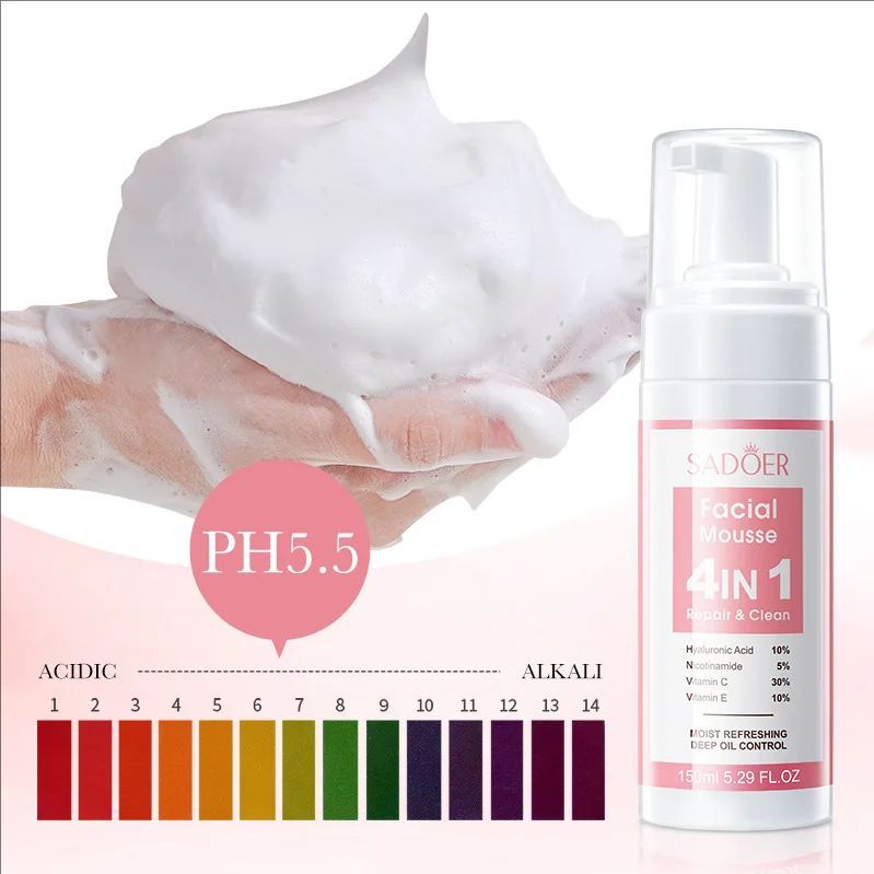 4 in 1 Facial Mousse Face Wash Foam Facial Cleanser Moisturizing Brightening Hydrating Face Cleansing Skin Care Products