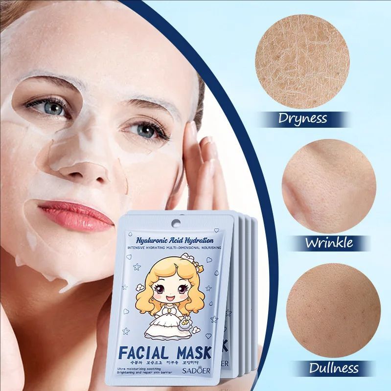 Hyaluronic Acid Collagen Face Mask Facial Skincare Moisturizing Hydrating Facial Masks Korean Skin Care Cosmetics
