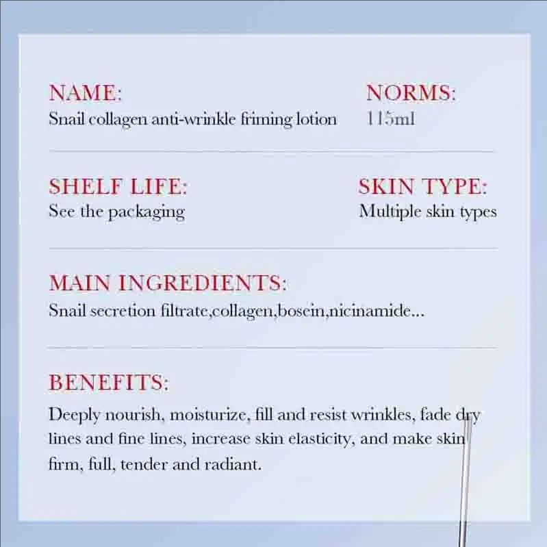 Snail Collagen Face Toner Moisturizing Brightening Nourishing Firming Hydrating Face Serum Facial Essence Skin Care