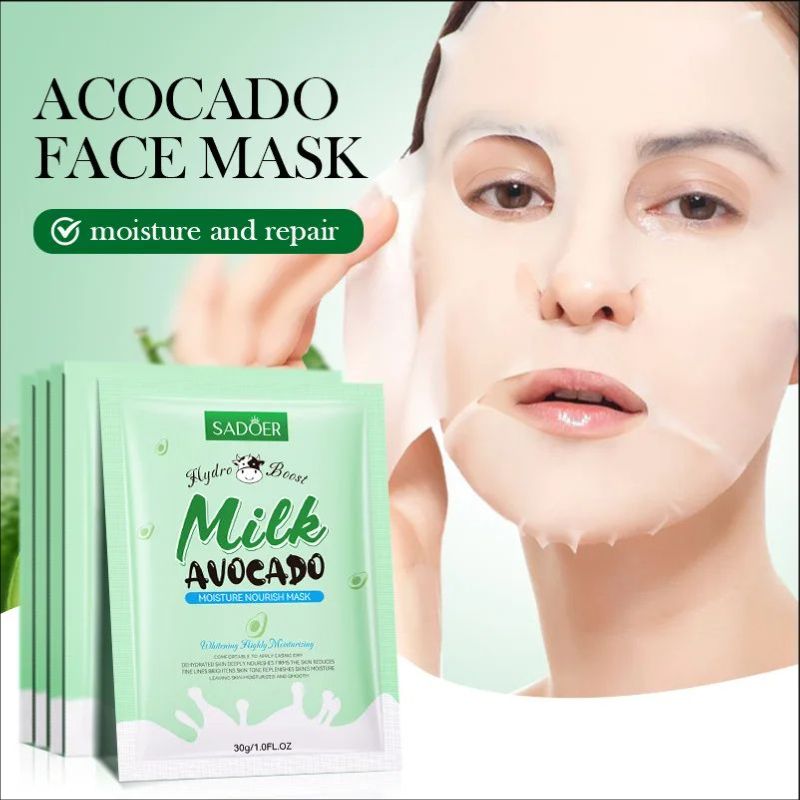 5pcs Milk Fruits Face Mask Moisturizing Brightening Hydrating Masks Avocado Vitamin C Facial Masks Beauty Face Skin Care