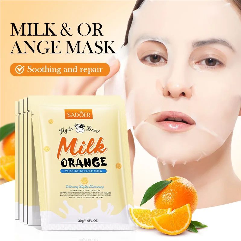 5pcs Milk Fruits Face Mask Moisturizing Brightening Hydrating Masks Avocado Vitamin C Facial Masks Beauty Face Skin Care