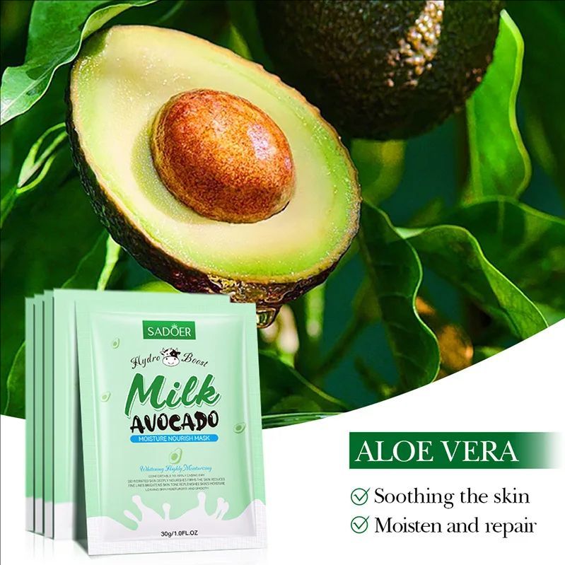 5pcs Milk Fruits Face Mask Moisturizing Brightening Hydrating Masks Avocado Vitamin C Facial Masks Beauty Face Skin Care