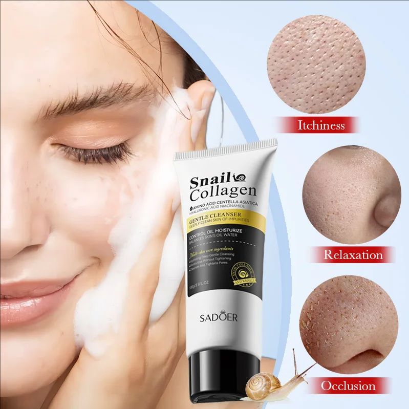 Snail Collagen Facial Cleanser Face Wash Foam Cleanser Moisturizing Firming Hydrating Beauty Face Skin Care Products