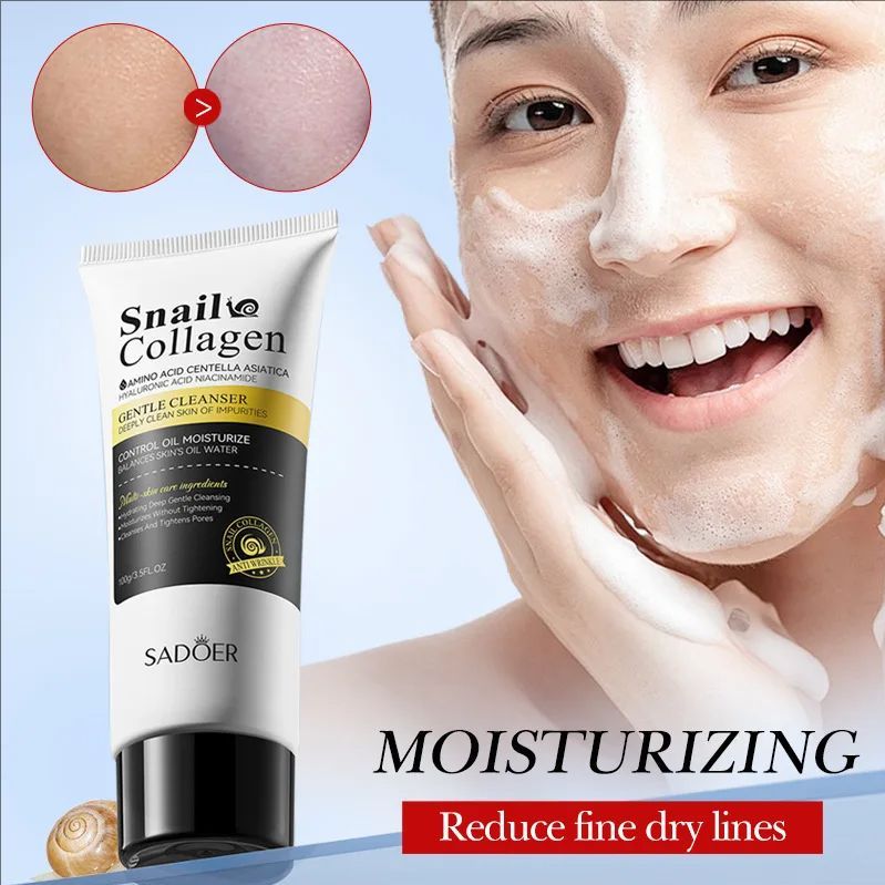 Snail Collagen Facial Cleanser Face Wash Foam Cleanser Moisturizing Firming Hydrating Beauty Face Skin Care Products