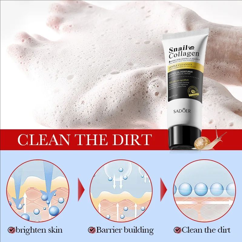 Snail Collagen Facial Cleanser Face Wash Foam Cleanser Moisturizing Firming Hydrating Beauty Face Skin Care Products