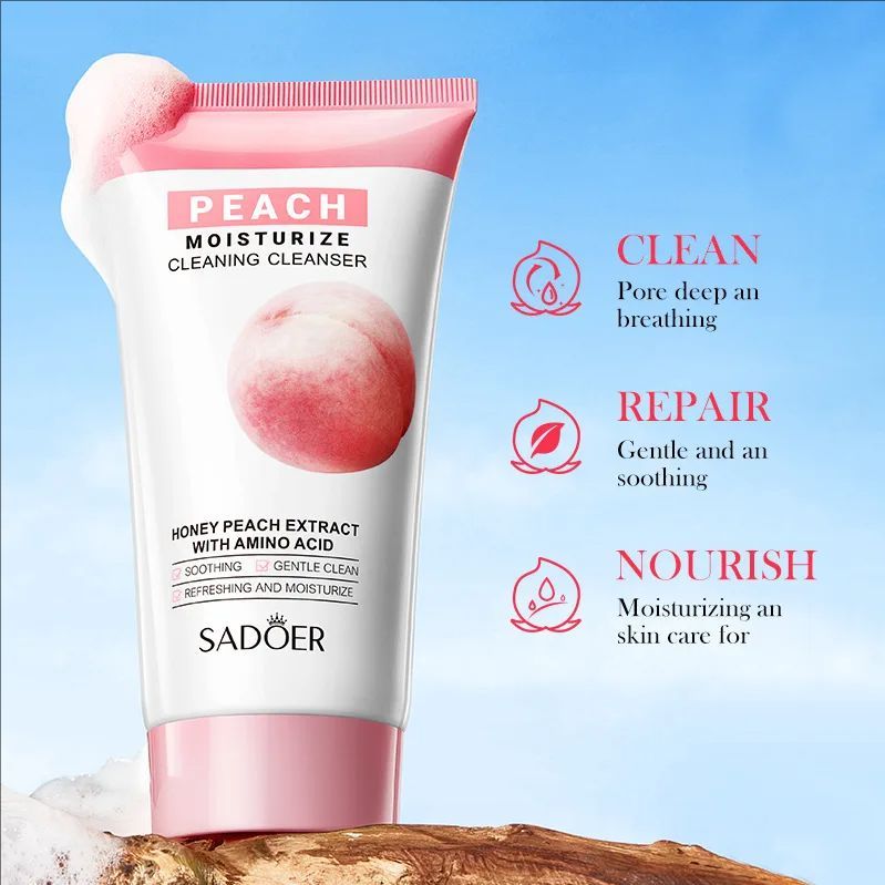 Peach Green Tea Lemon Facial Cleanser Face Wash Foam Face Cleanser Moisturizing Deep Cleansing Facial Skin Care Products