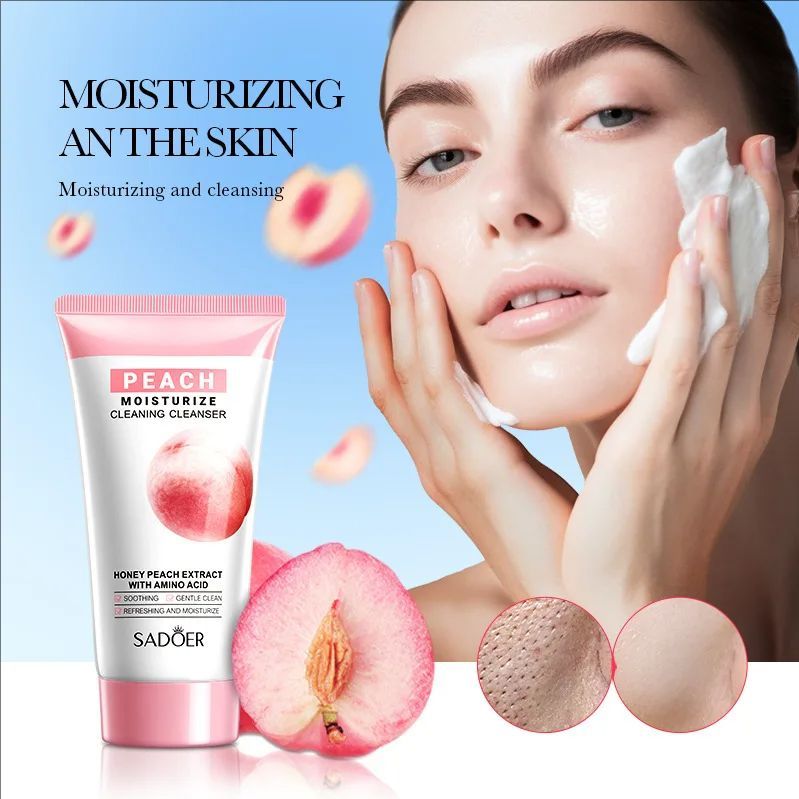 Peach Green Tea Lemon Facial Cleanser Face Wash Foam Face Cleanser Moisturizing Deep Cleansing Facial Skin Care Products