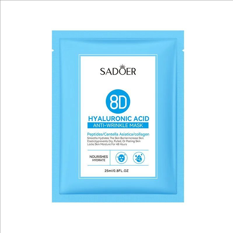5pcs 8D Hyaluronic Acid Face Mask for Facial Moisturizing Nourishing Firming Hydrating Facial Mask Face Skin Care