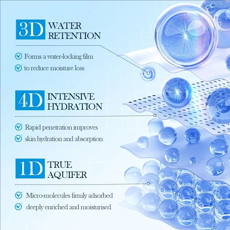 5pcs 8D Hyaluronic Acid Face Mask for Facial Moisturizing Nourishing Firming Hydrating Facial Mask Face Skin Care