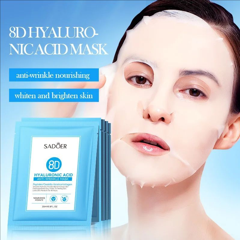 5pcs 8D Hyaluronic Acid Face Mask for Facial Moisturizing Nourishing Firming Hydrating Facial Mask Face Skin Care