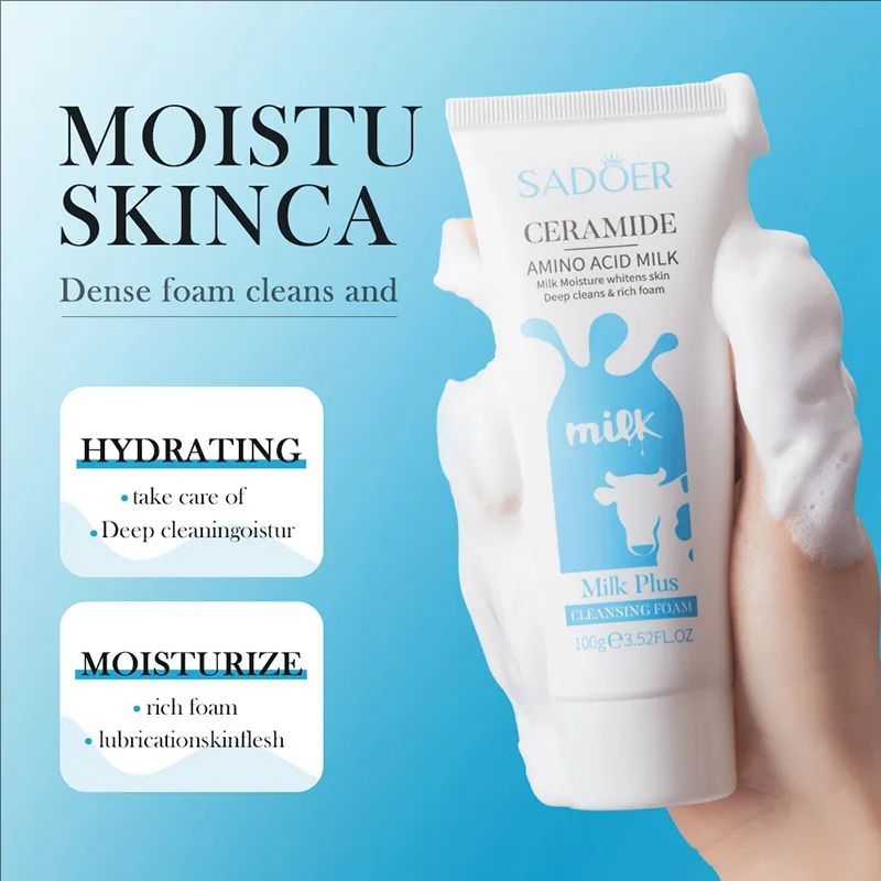 Milk Facial Cleanser Nourishing Moisturizing Skin Brightening Face Wash Foam Face Cleanser Facial Skin Care for Beauty
