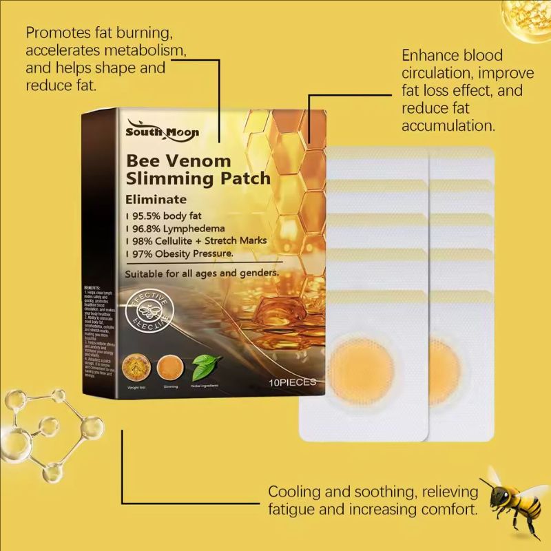 10pcs Bee Venom Body Shaping Patch Belly Slimming Weight Loss Detox Abdominal Relieve Stress Muscle Tighten Patches