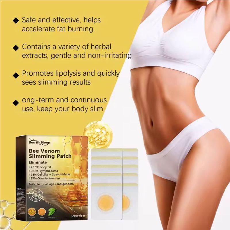 10pcs Bee Venom Body Shaping Patch Belly Slimming Weight Loss Detox Abdominal Relieve Stress Muscle Tighten Patches