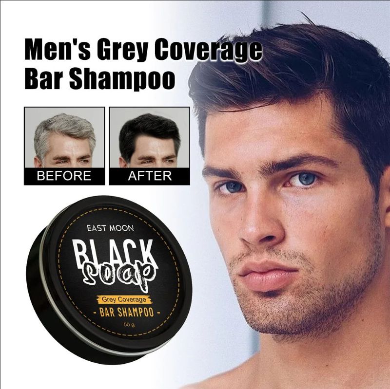 Men's Black Hair Soap Hair Darkening Soap Shampoo Bar Fast Effective Repair Gray White Color Dye Hair Body Natural Organic