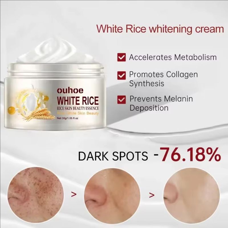 White Rice Face Whitening Cream Remove Dark Spots Fade Freckle Melanin Anti Wrinkle Aging Moisturizing Brighten Skin Care New