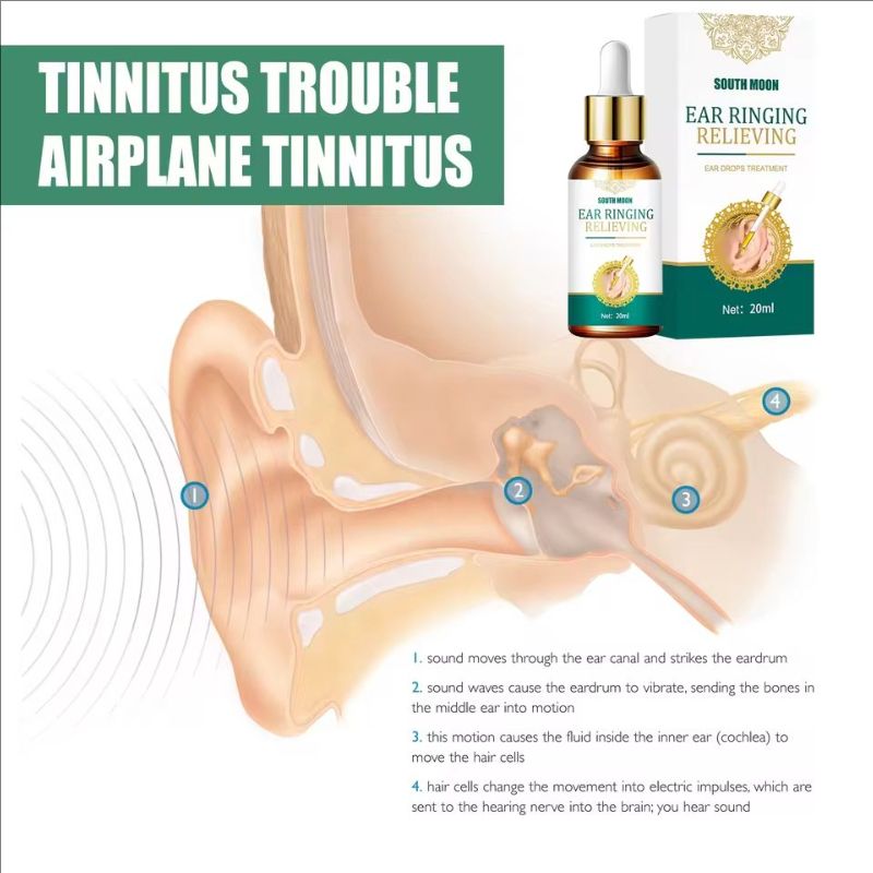 Ear Drops for Tinnitus Ear Ringing Relieving Deafness Ears Swelling Discharge Otitis Media Fluid Health Care 20ml