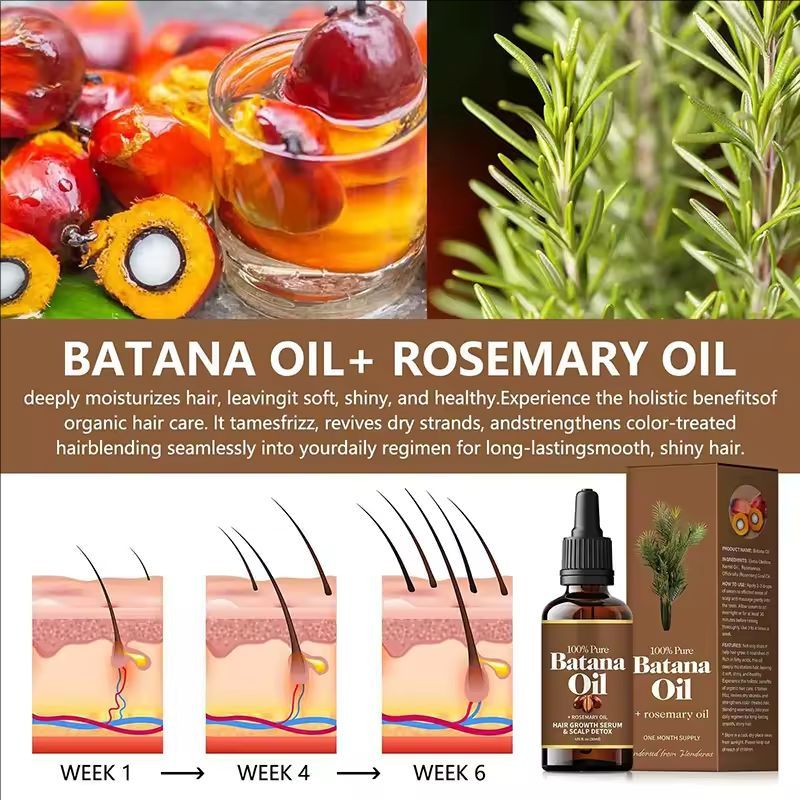 Hair Essential Oil Batana Rosemary Mint Scalp Hair Strengthening Oil Biotin Essential Oil Nourish Treatment Promote Hair Growth