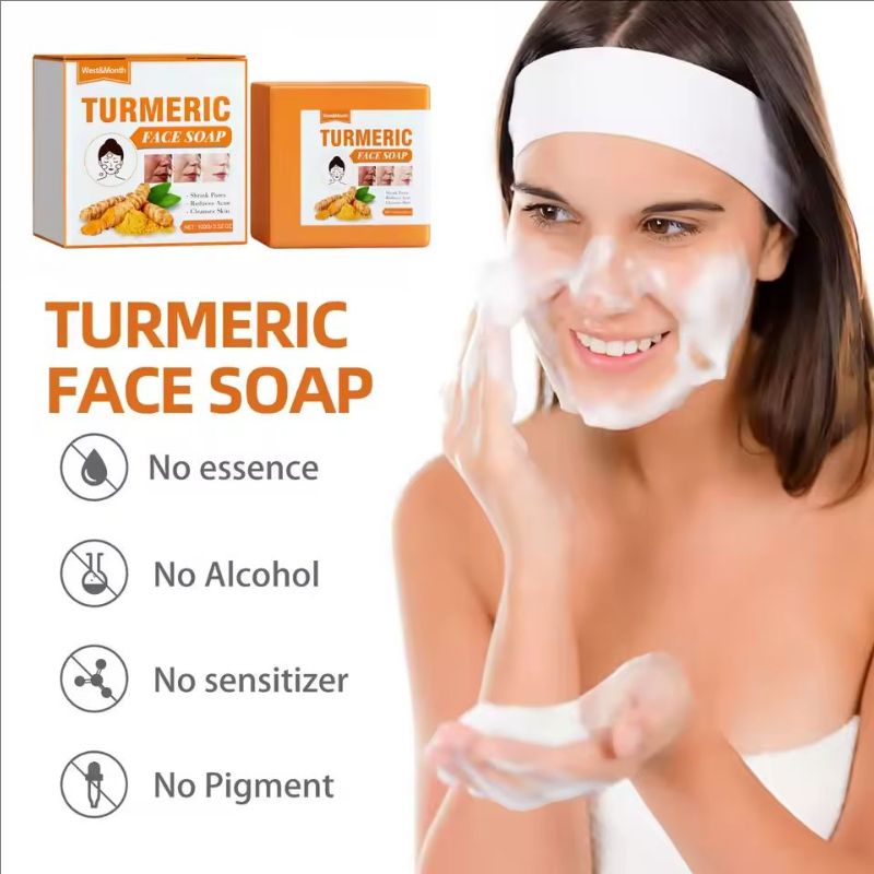Turmeric Face Soap Cleansing Brightening Remove Melanin Glowing Smooth Moisturizing Lightening Dark Underarm Leg Body Care Care