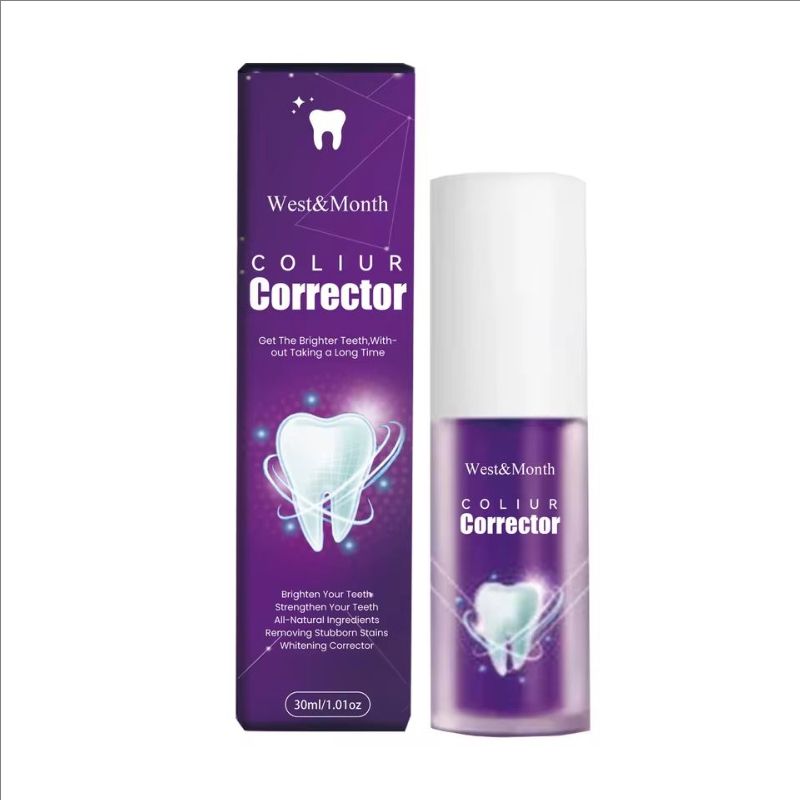 Purple Whitening Toothpaste Remove Stains Reduce Yellowing Teeth Color Correcting Brightening Repairing Fresh Breath Gums Care