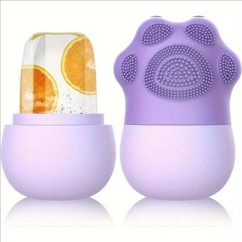 Ice Roller for Face Beauty Ice Roller With Cosmetic Brush Scrubber Mat Pad Cleaning Tool Skin Care Tools Perfect Gift for Women