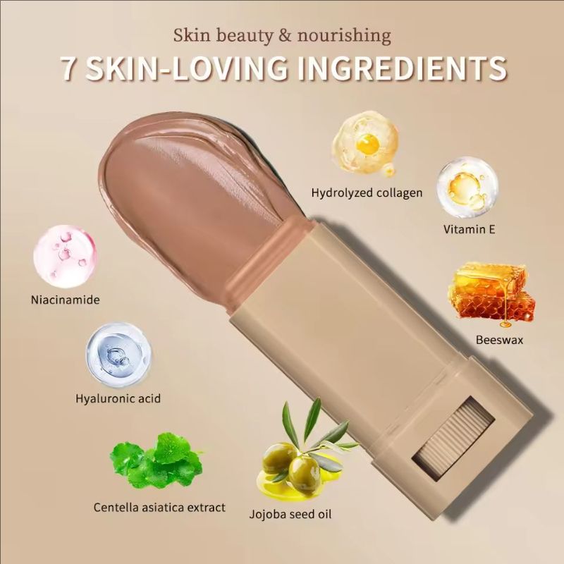 Foundation Stick Serum Boosted Skin Tint Balm Silky Texture Moisturizing Coverage Plumper Natural Even Skin Tone Travel Makeup