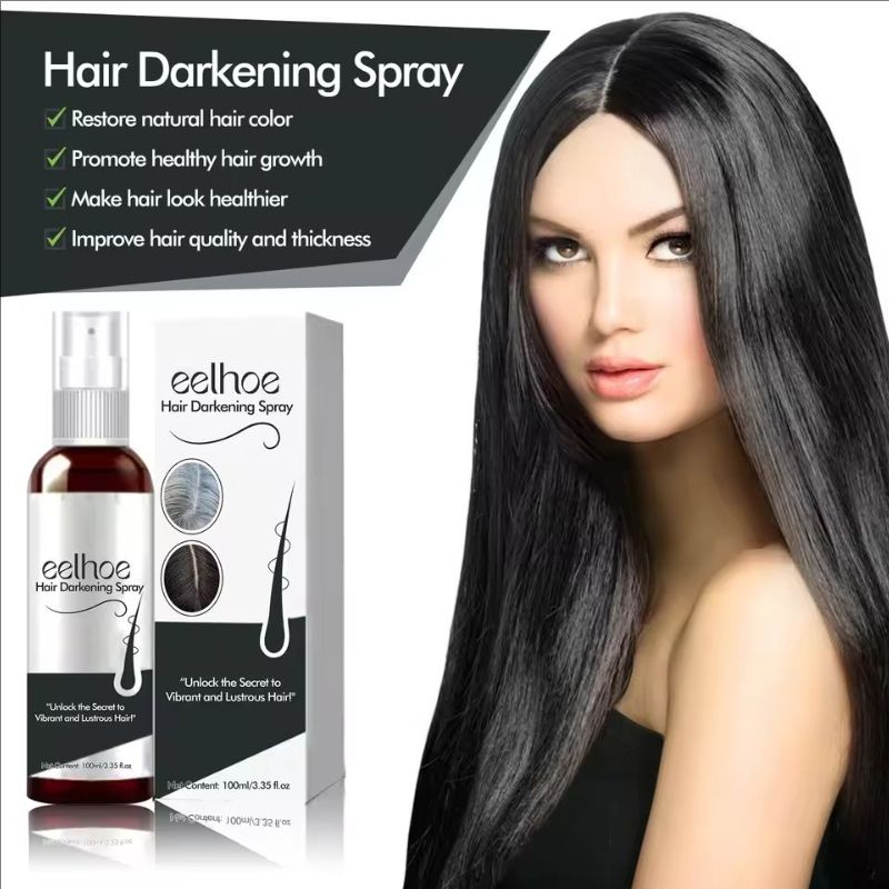 Black Hair Spray Dye White to Black Serum Anti Gray Cover White Hair Remover Spray Scalp Nourishing Darkening Hair Spray