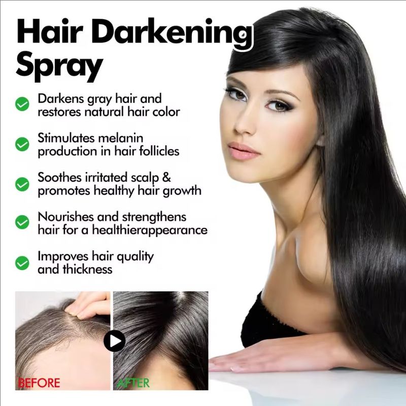 Black Hair Spray Dye White to Black Serum Anti Gray Cover White Hair Remover Spray Scalp Nourishing Darkening Hair Spray