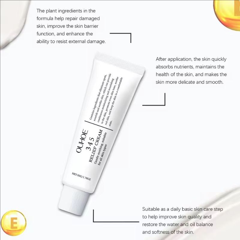 50g 345 Relief Cream Brightening Skin Hydrate Facial Reapir Blemishes Nourish Long Lasting Moisturizer Soothing Face Cream