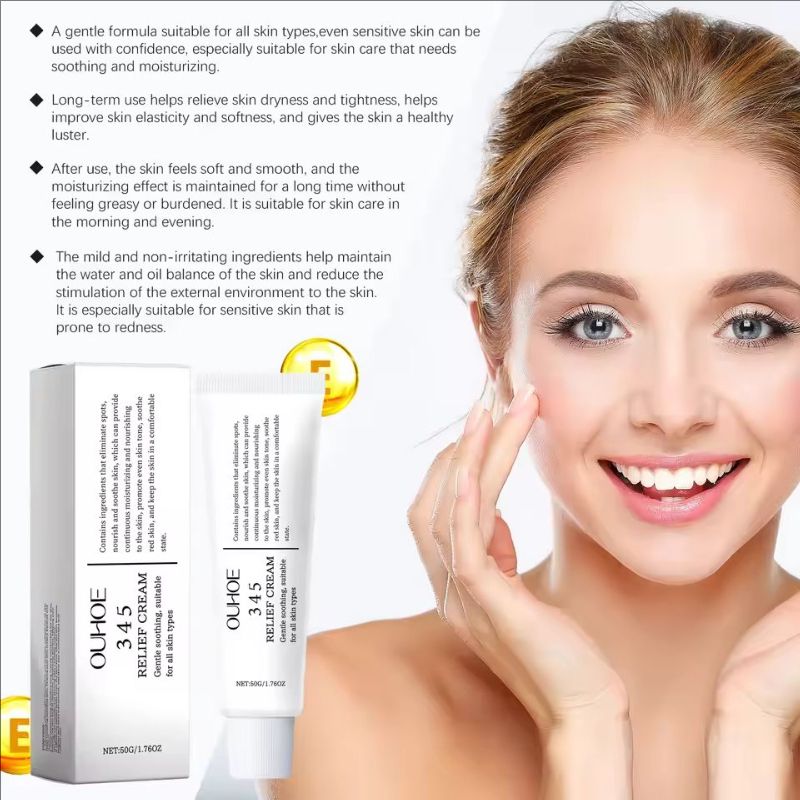 50g 345 Relief Cream Brightening Skin Hydrate Facial Reapir Blemishes Nourish Long Lasting Moisturizer Soothing Face Cream
