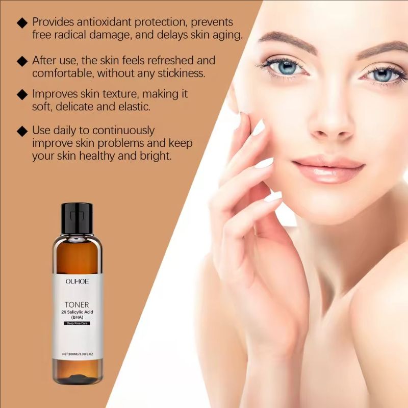 Salicylic Acid Toner for Acne Removing Control Oil Shrink Pores Remove Pimple Exfoliating Moisturizing Brighten Facial Toner