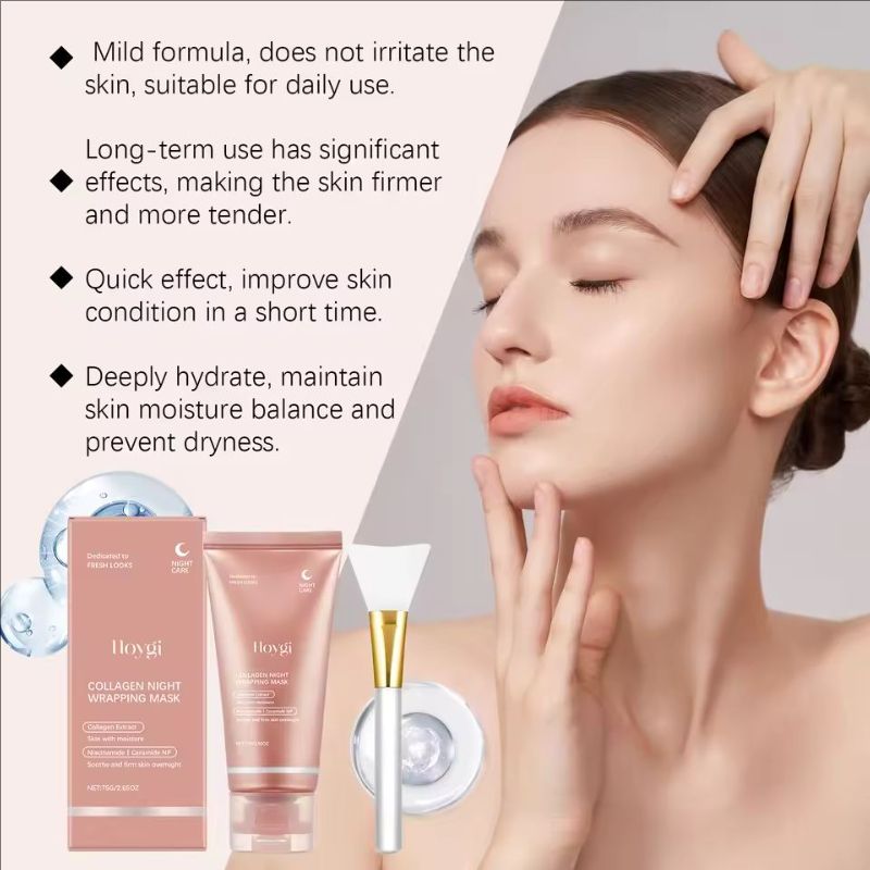 Collagen Peel Off Face Mask Pore Shrinking Hydrating Moisturizing Night Wrapping Mask Cream Firming Skin Peel-off Facial Mask