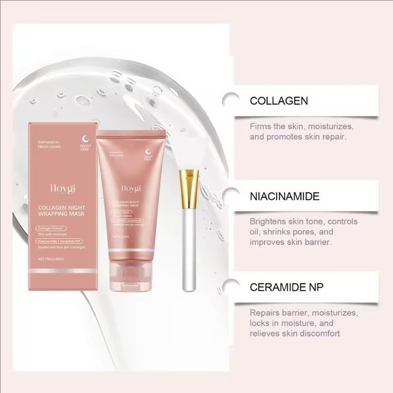 Collagen Peel Off Face Mask Pore Shrinking Hydrating Moisturizing Night Wrapping Mask Cream Firming Skin Peel-off Facial Mask