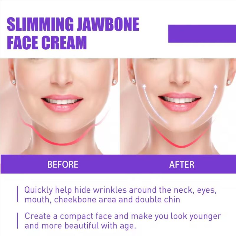 V Face Lifting Slimming Cream Firming Moisturizing Facial Contouring Chin & Jawline Tightening Massage Cream for Sagging Skin