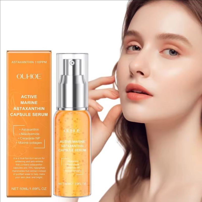 Collagen Astaxanthin Face Serum Fade Dark Spots Pigmentation Anti Aging Rejuvenation Hydrating Brightening Skin Care Essence
