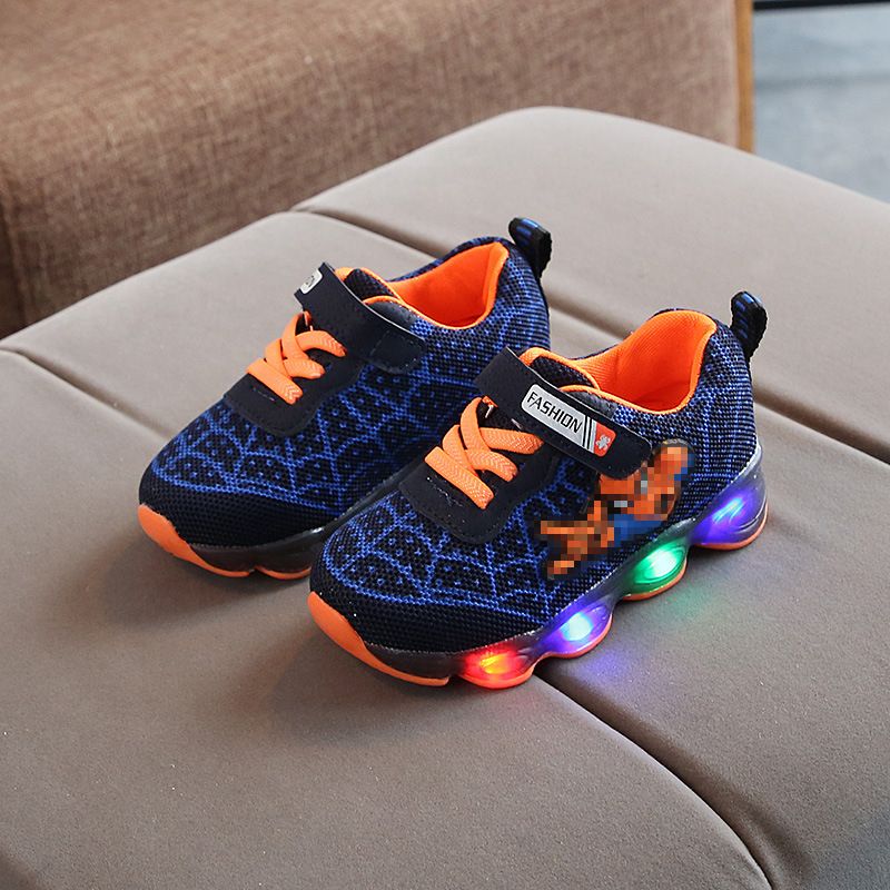 Children's shoes boys and girls sports shoes mesh single shoes LED light-emitting shoes 1-9 years old children's shoes