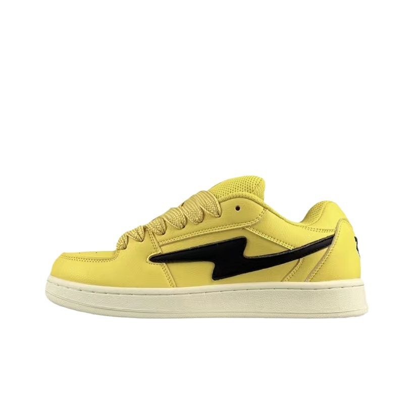 Original Yellow Lightning Bread Shoes for Women in S Trendy Versatile Splicing Low Top Skateboarding Shoes Retro Thick Bottom Casual Women's Shoes Sports Shoes