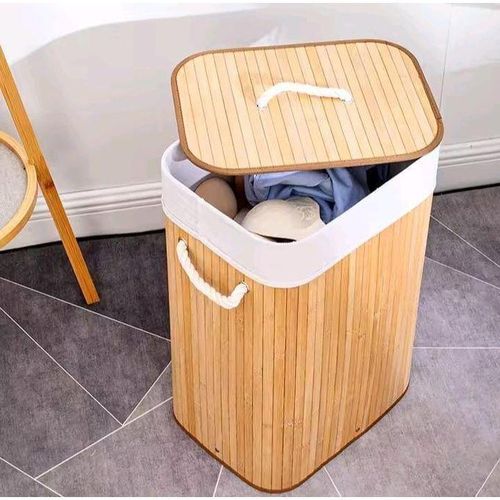 Foldable Large Capacity Wooden Laundry Basket – Durable Bamboo Storage Bin for Clothes, Innerwear, and Home Organization