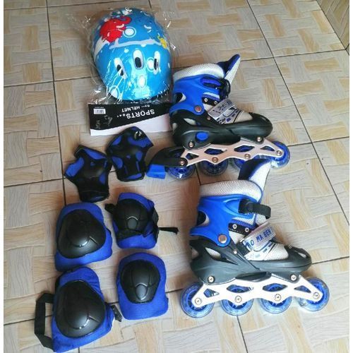 Complete Kit Blue Roller Skates Shoes