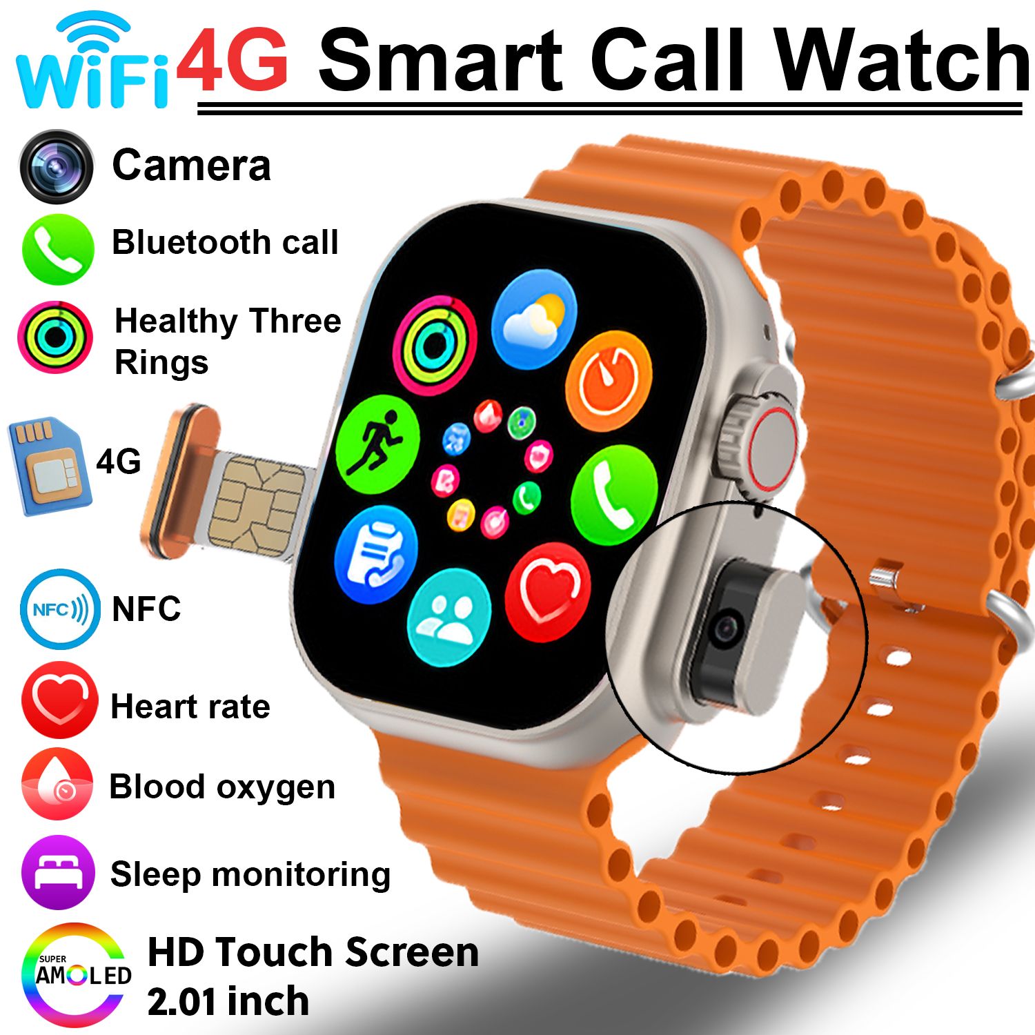 T83 Pro Smart Watch Phone Support WiFi 4G SIM Card Cellular Network Camera Sports Mode Watch APP Download Bluetooth Android Smartwatch