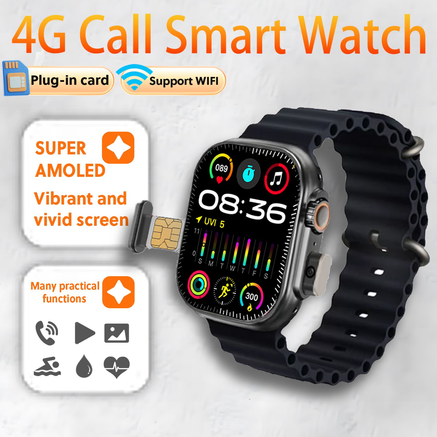 T83 Pro Smart Watch Phone Support WiFi 4G SIM Card Cellular Network Camera Sports Mode Watch APP Download Bluetooth Android Smartwatch