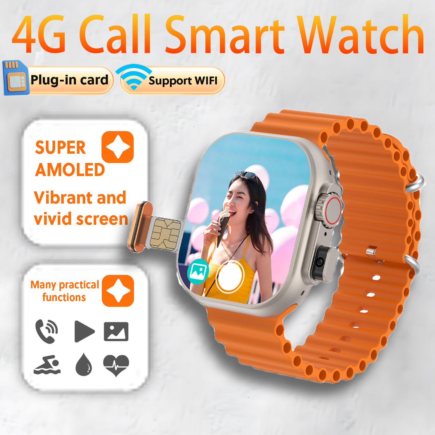 T83 Pro Smart Watch Phone Support WiFi 4G SIM Card Cellular Network Camera Sports Mode Watch APP Download Bluetooth Android Smartwatch