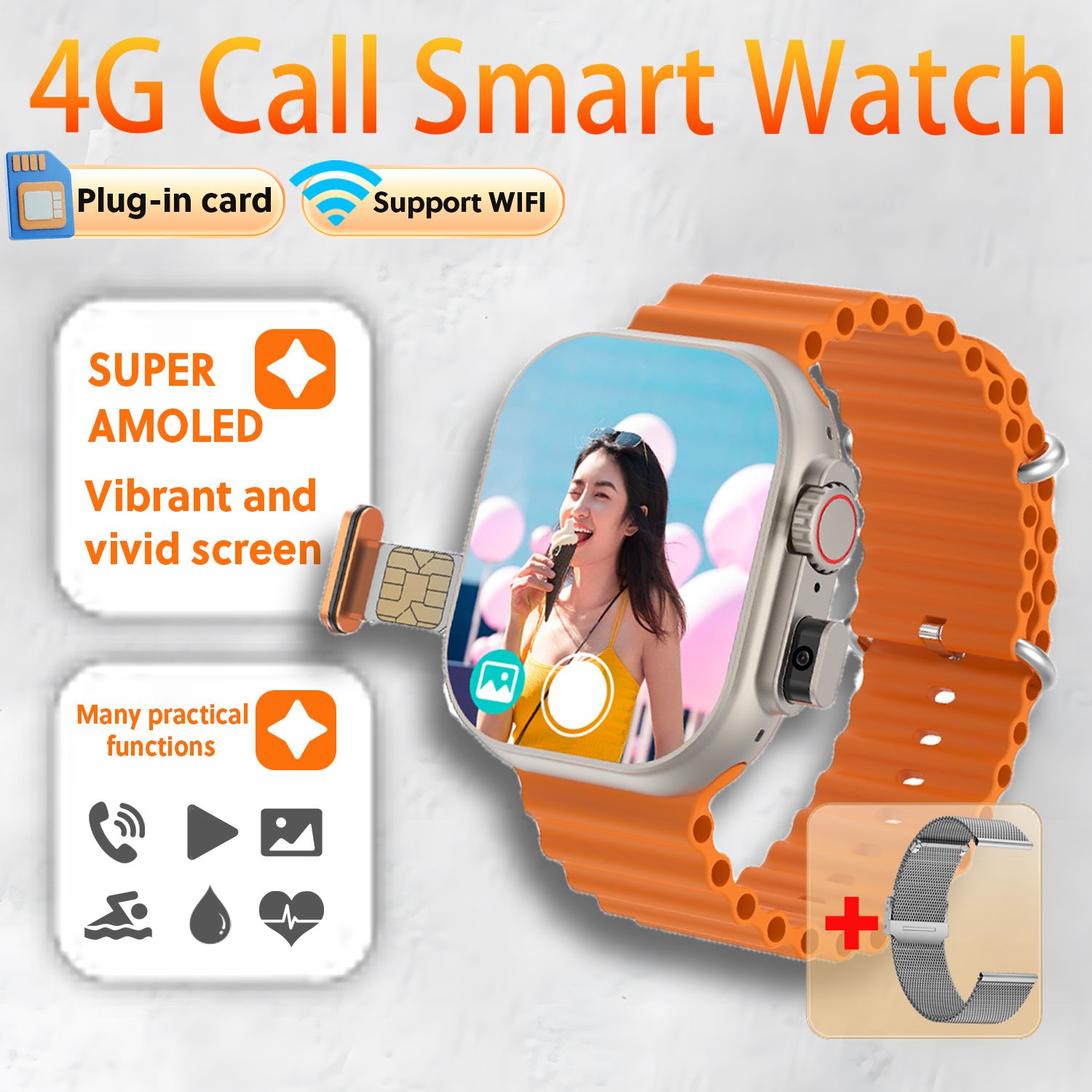 T83 Pro Smart Watch Phone Support WiFi 4G SIM Card Cellular Network Camera Sports Mode Watch APP Download Bluetooth Android Smartwatch